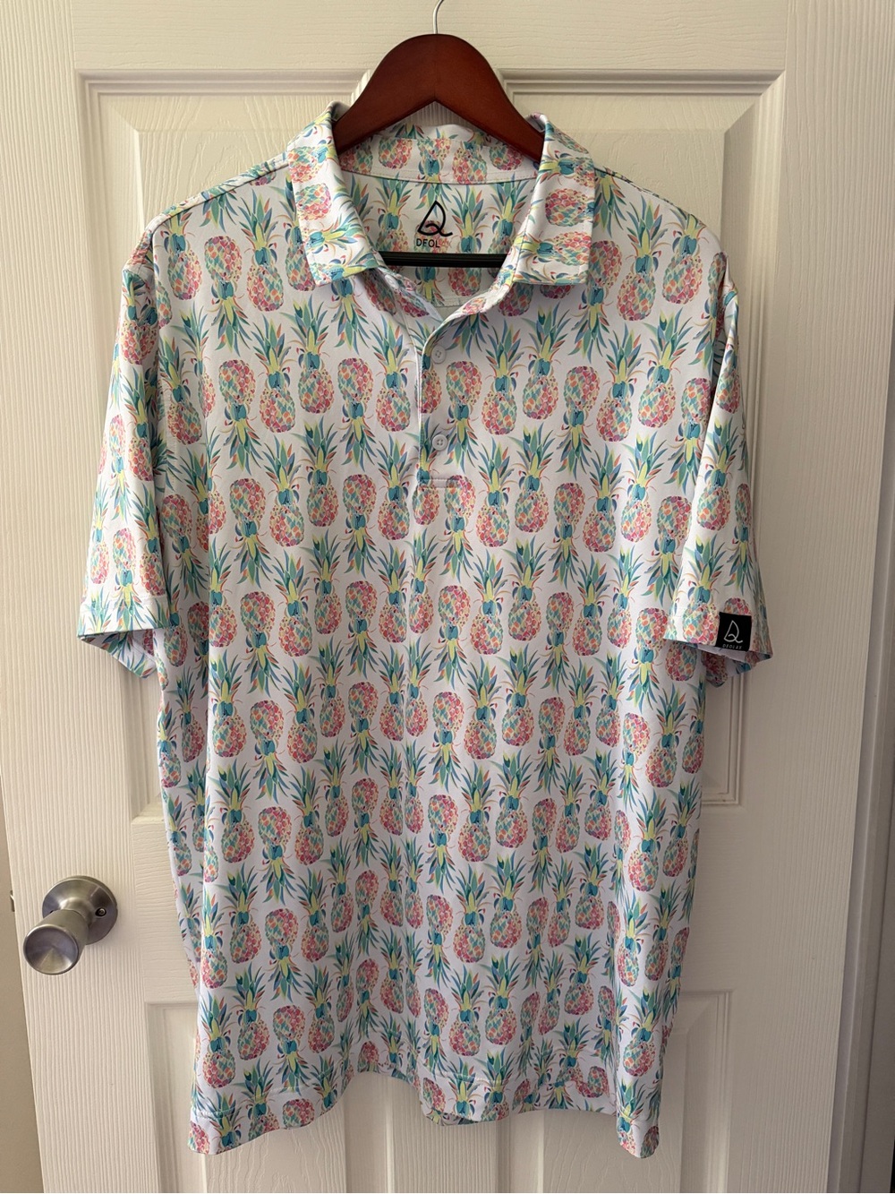 Deolax Men's Golf Pineapple-Print Polo Shirt Size Large